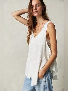 Free People Rosie Drop Waist Tank – Stone 🤍